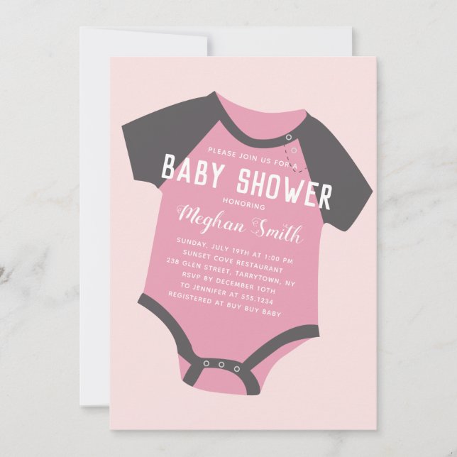 Baby Jumpsuit  | Pink | Baby Shower Invitation (Front)