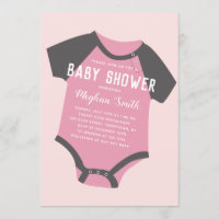 Baby Jumpsuit  | Pink | Baby Shower Invitation