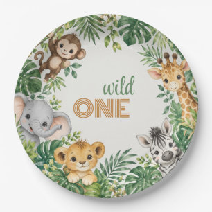 Baby Jungle Animals 1st Birthday Celebration Paper Plate