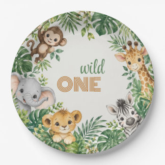 Baby Jungle Animals 1st Birthday Celebration Paper Plate