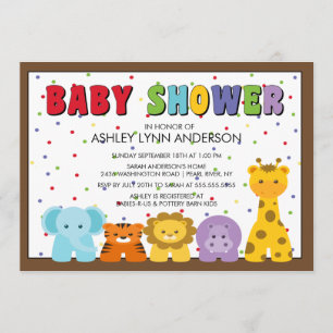 Baby Jungle Animals Baby Shower Invitation