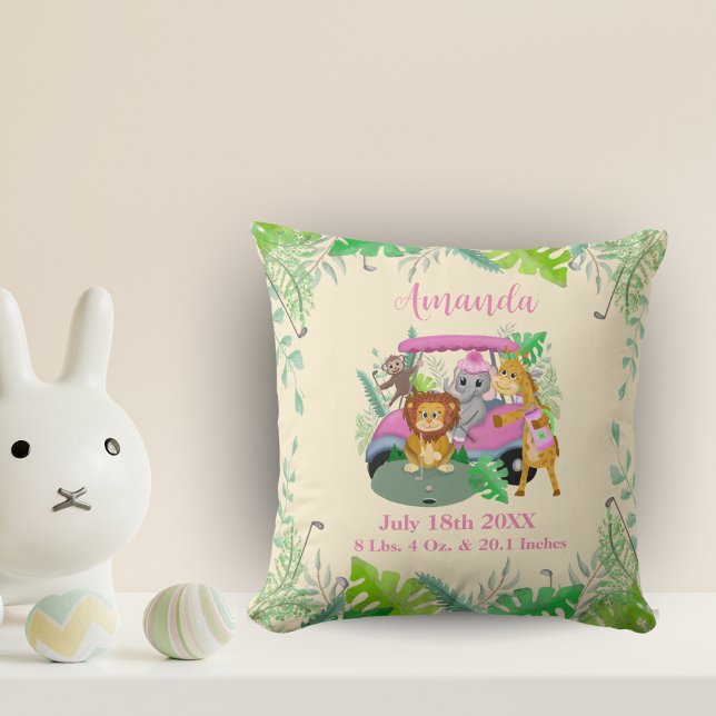  Baby Jungle Animals Golfing Pink Cushion (Creator Uploaded)