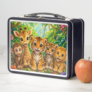 Baby Jungle Animals Metal Lunch Box