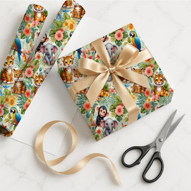 Baby Jungle Animals Tropical Gift Wrapping Paper (Baby Jungle Animals Tropical Gift Wrapping Paper)