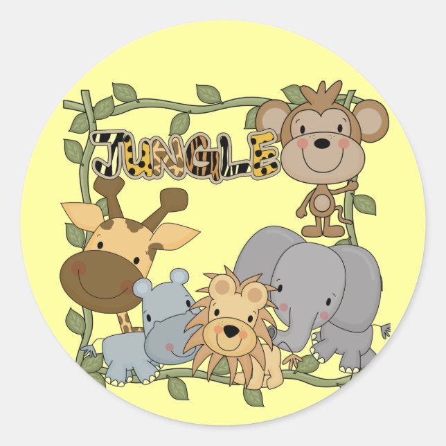 Baby Jungle Animals Tshirts and Gifts Classic Round Sticker (Front)