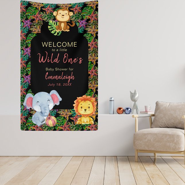 Baby Jungle Animals Wild One Baby Shower Banner (Creator Uploaded)