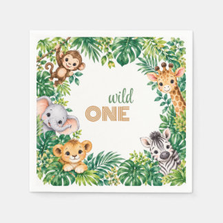 Baby Jungle Animals Wild One Birthday Celebration Napkin