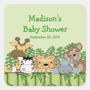 Baby Jungle Safari Baby Shower Square Sticker! Square Sticker
