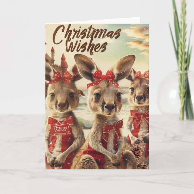 Baby Kangaroo Christmas Digital Art Holiday Card (Front)
