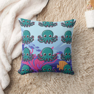 Baby Kawaii Blue Octopus Cushion