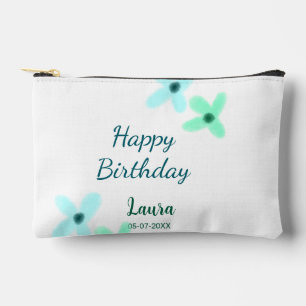 Baby kids 1st birthday add name blue green pastel  accessory pouch