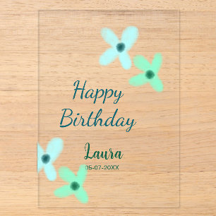 Baby kids 1st birthday add name blue green pastel acrylic invitations