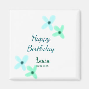 Baby kids 1st birthday add name blue green pastel magnet