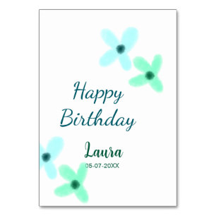 Baby kids 1st birthday add name blue green pastel table number