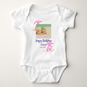 Baby kids 1st birthday add name date add photo bodysuit