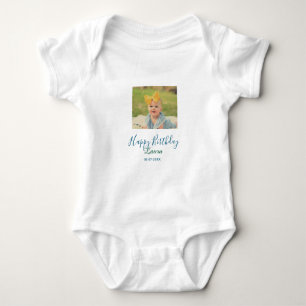 Baby kids 1st birthday add name date add photo bodysuit