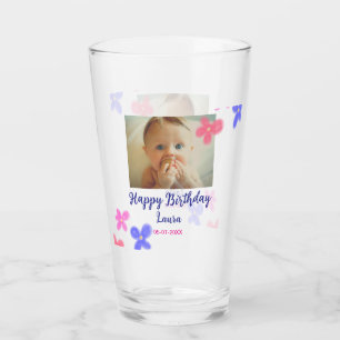 Baby kids 1st birthday add name date add photo glass