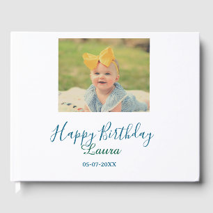 Baby kids 1st birthday add name date add photo guest book