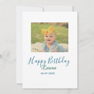 Baby kids 1st birthday add name date add photo invitation