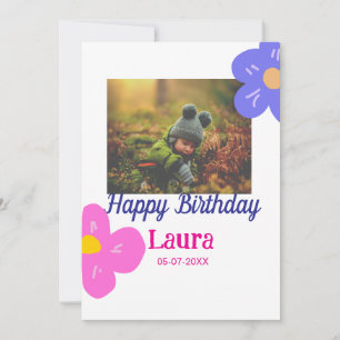 Baby kids 1st birthday add name date add photo invitation