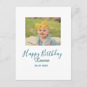 Baby kids 1st birthday add name date add photo postcard