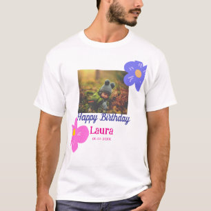 Baby kids 1st birthday add name date add photo T-Shirt