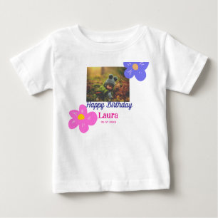 Baby kids 1st birthday add name date add photo T-Shirt
