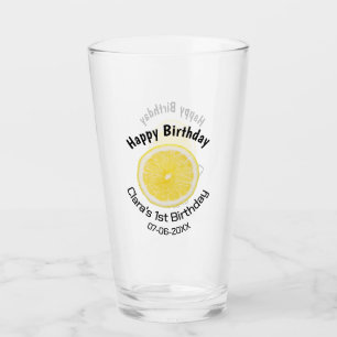 Baby kids 1st birthday lemon slice add name date m glass
