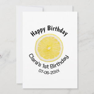 Baby kids 1st birthday lemon slice add name date m invitation
