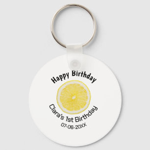 Baby kids 1st birthday lemon slice add name date m key ring
