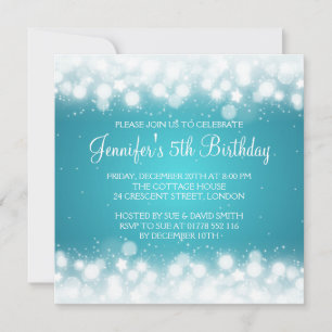 Baby / Kids Birthday Magic Sparkle Turquoise Invitation