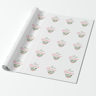 BABY KIDS FIRST CHRISTMAS HOLIDAY ADD NAME TEXT YE WRAPPING PAPER