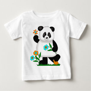 Baby Kids Panda With Flowers 2 Baby T-Shirt