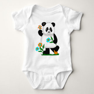 Baby Kids Panda With Flowers 2 Bodysuit