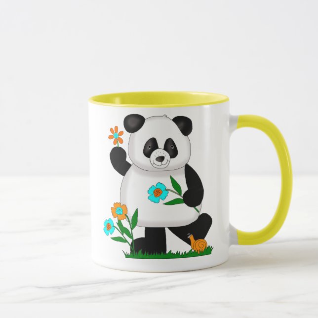 Baby Kids Panda With Flowers 2 Mug (Right)