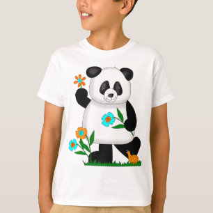 Baby Kids Panda With Flowers 2 T-Shirt
