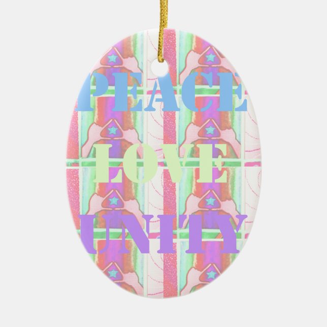 Baby Kids  Peace Love Unity Hakuna Matata design.p Ceramic Ornament (Front)