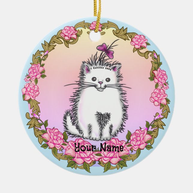 Baby Kitten Cat  Ceramic Ornament (Front)