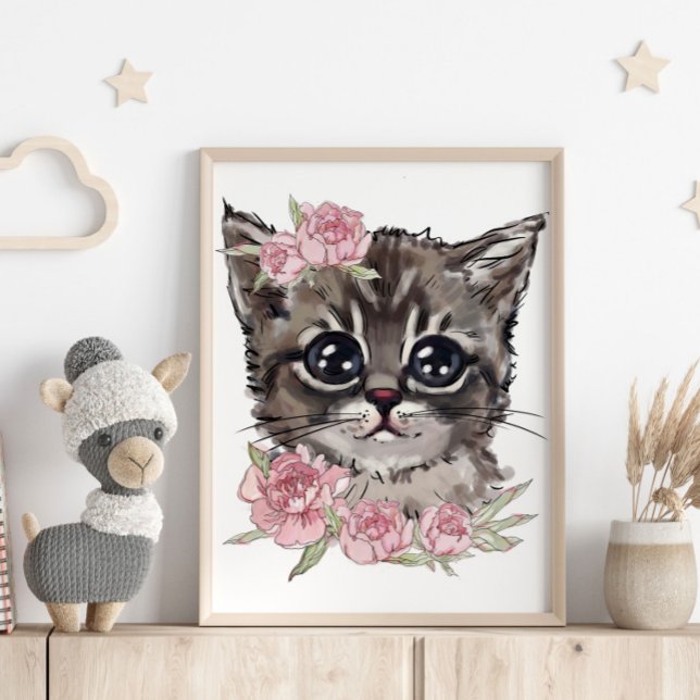 Baby Kitten Rose Personalised Poster | Wall Print (Creator Uploaded)