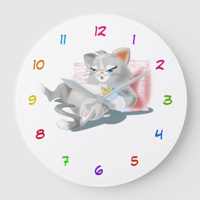 Baby Kitty Clock - Custom Colours (Front)