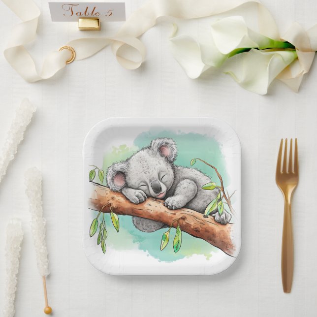 Baby Koala Baby Shower Paper Plate (Wedding)