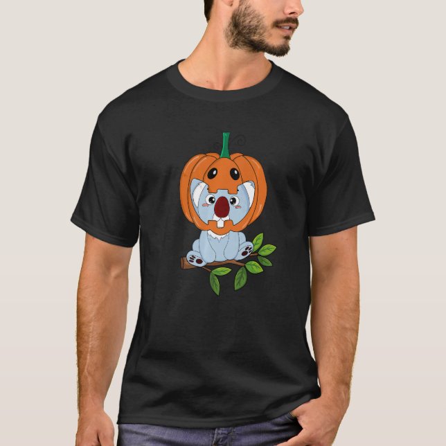 Baby Koala Bear With Pumpkin Helmet  Halloween Cos T-Shirt (Front)