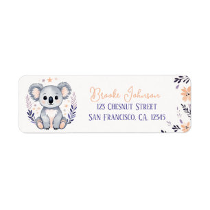 Baby Koala Boho Floral Design - Return Address Label