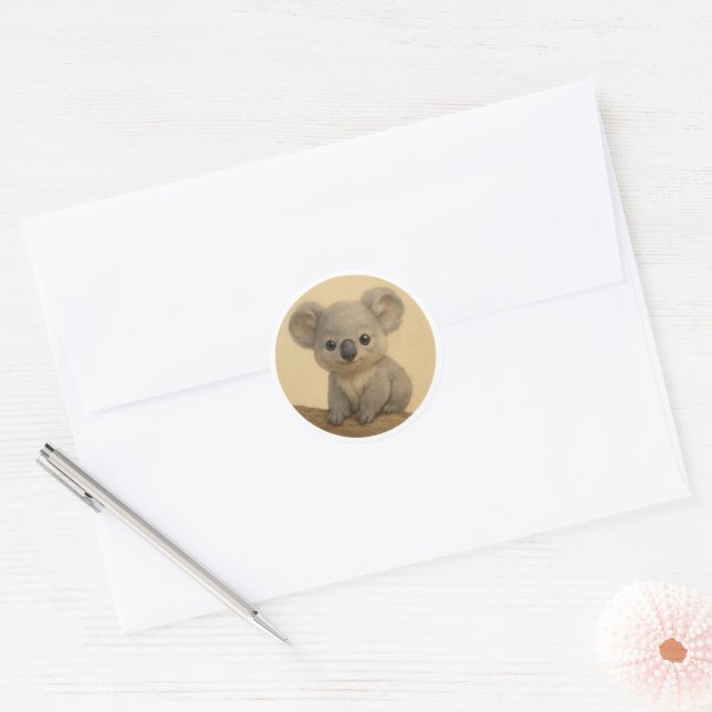 Baby koala classic round sticker (Envelope)