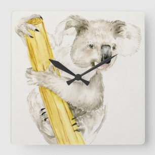 Baby Koala   Cute & Furry Square Wall Clock