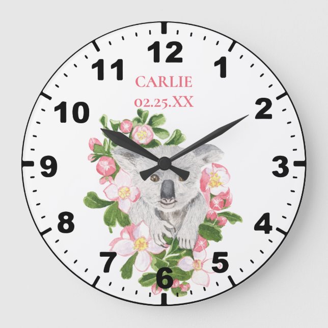 Baby Koala for Little Girl's Room Large Clock (Front)