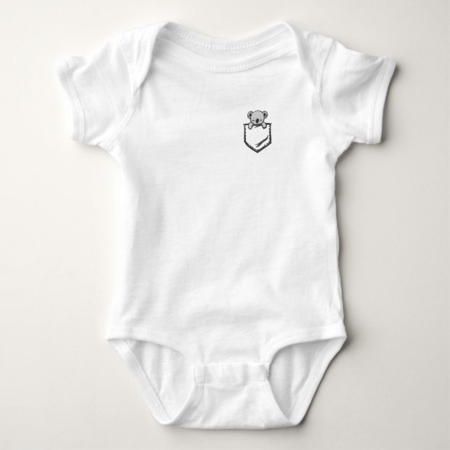Baby Koala in Pocket Cute Baby Bodysuit (Front)