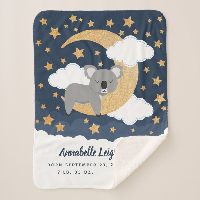 Baby Koala Moon Baby Sherpa Blanket (Front)