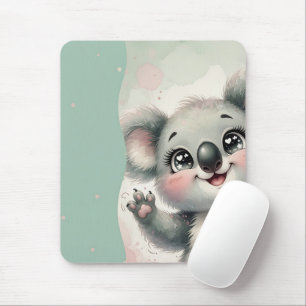 Baby Koala Waving – Teal & Cream Split Mouse Pad