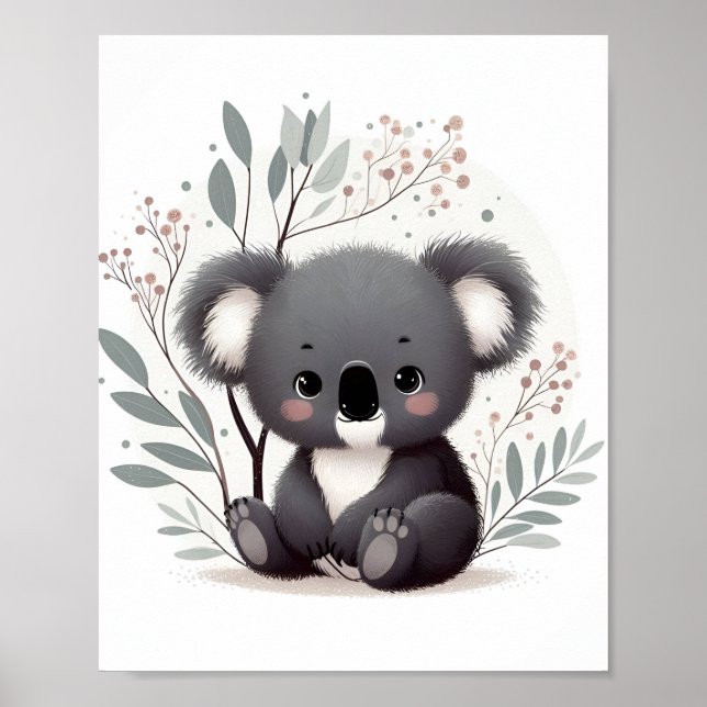 Baby Koala White Background Poster (Front)